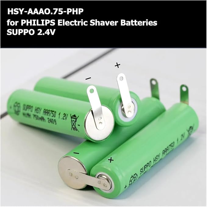 2.4V HSY-AAA0.75-PHP Ni-MH SUPPO Battery - Compatible with Waterpik 900, Sensonic Plus SR-3000/SR-3000E, BK-4MCCE Sonic Toothbrushes(1 Pack 750mah x2)