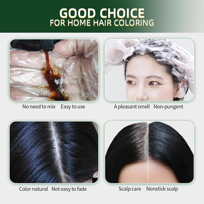 Chestnut brown Hair Dye Shampoo 3 in 1 Herbal Natural Dye Cover Gray, for Women/Men Hair Color for Grey Coverage (Chestnut brown)