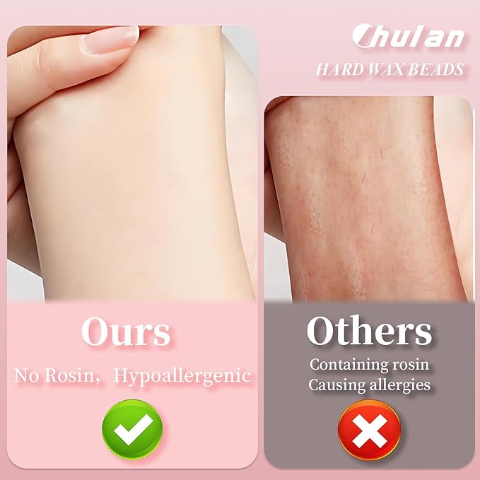 Chulan Heart Hard Wax Beads for Sensitive Skin, 400g Hypoallergenic Unscented Waxing Bead for Coarse Hair Removal, Stripless Wax Beans Pearl for Body, Brazilian, Bikini, Legs, Armpits Women Home Salon