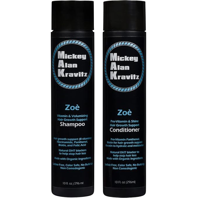 Zoe Vitamin Volumizing Hair Growth Shampoo + Pro-Vitamin Shine Conditioner with Biotin & Natural DHT Blockers for Men & Women, All Hair Types