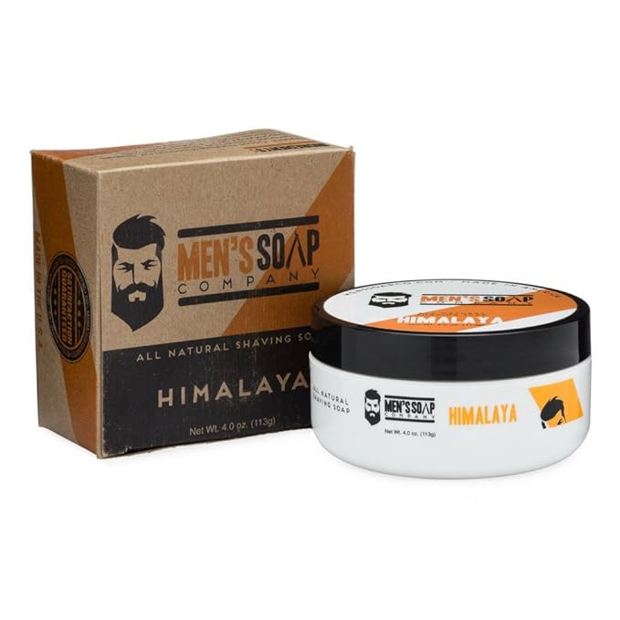 Men's Soap Company Shaving Soap 4 oz Himalaya Shave Jar. Made with Vegan Natural Ingredients. Includes Shea Butter, Vitamin E, and Coconut Oil to Protect & Moisturize the Skin