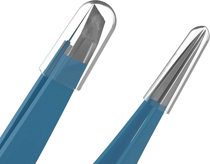 Tweezer Guru Eyebrow Tweezers for Women & Men - Set of 2, Professional, Stainless Steel, Slant and Pointed Tweezers for Ingrown Hair, Splinters and Blackhead Removal (Teal)