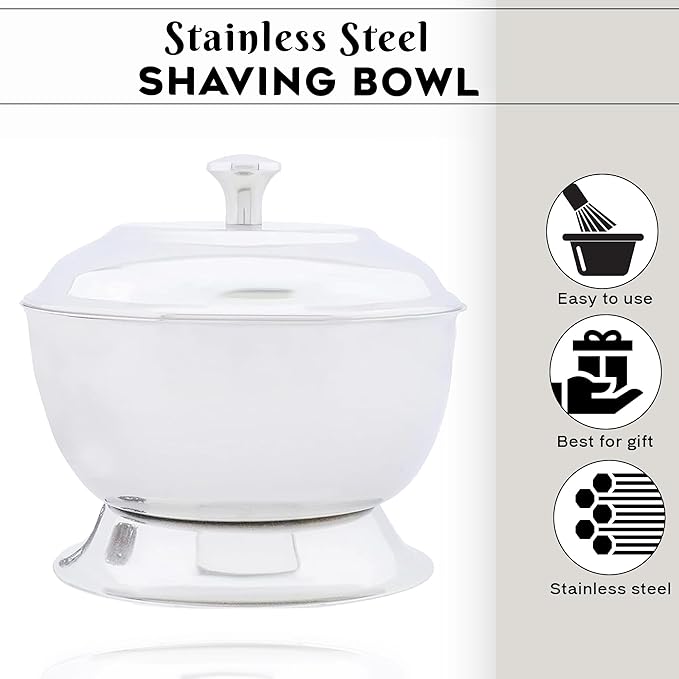 Stainless Steel Made Shaving Soap Bowl with Lid. Perfect to Keep Your Soap Safe.