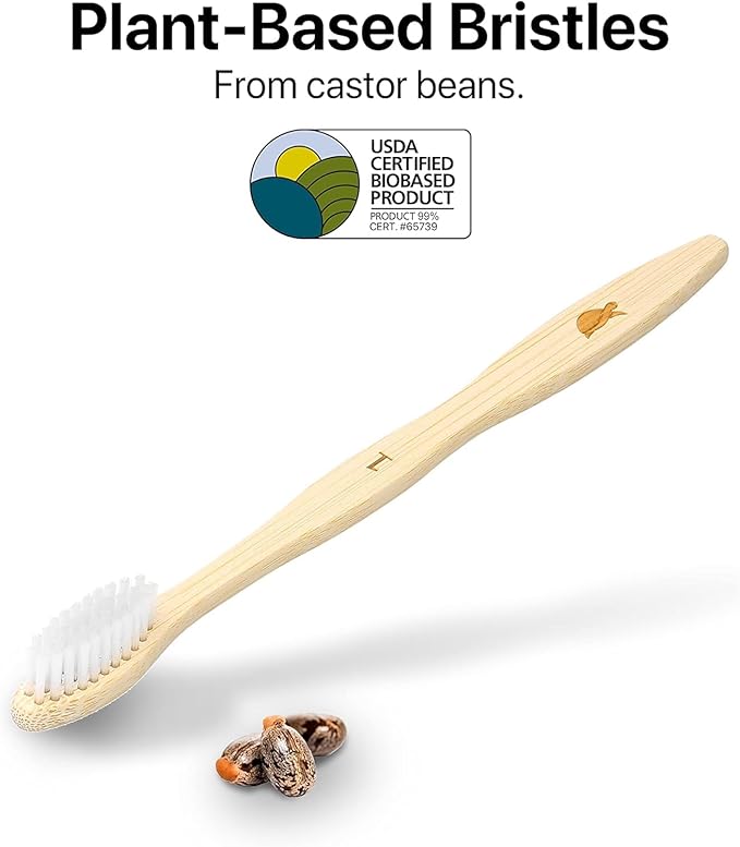 Sea Turtle Bundle Adult and Kids Toothbrushes, Plant-Based, Bristles Bamboo Toothbrush, Entire Family Bundle for Adults and Kids (4 Pack Each)