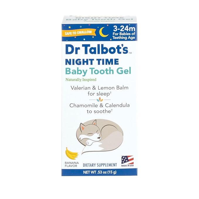 Dr. Talbot's Night Time Baby Tooth Gel for Sore Gums - .53 oz Tube - Banana Flavor - for Ages 3-24 Months (Pack of 2)