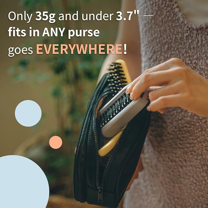 Uffy MiniPop Travel Hair Brush – Mini Folding Boar Bristles for Women, Men & Kids | Kid-Friendly Compact Comb for Wet & Dry Hair, Curly or Straight | Pocket-Size Detangler – Lemonade