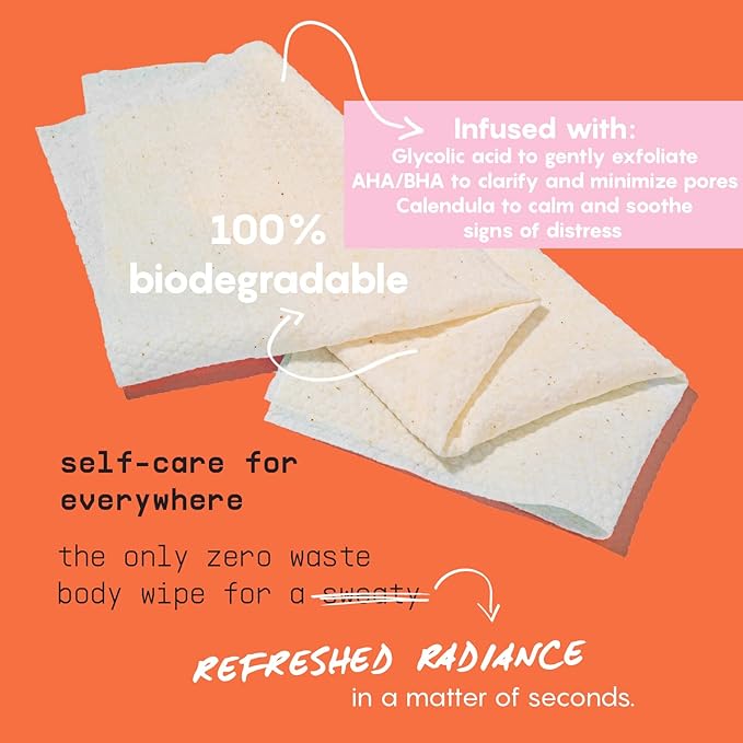 Refresh Face Wipes – Individual Cleaning Facial Wipe Singles- Moist Towelettes Individually Wrapped – After Workout & Travel – Fresh Citrus - AHA/BHA, Clover & Calendula