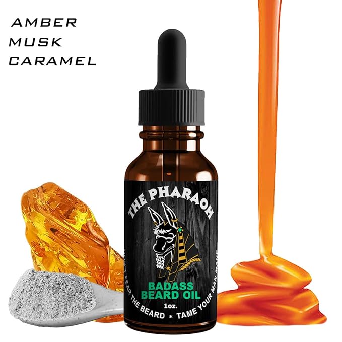 Badass Beard Care Beard Oil For Men - Pharaoh Scent, 1 oz - 100% Natural and Organic Food-grade Ingredients, Soften Hair and Hydrate Skin
