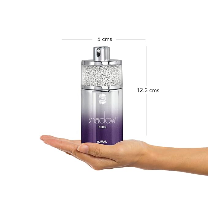 Ajmal Shadow Noir Eau de Parfum 2.5 oz / 75 ml Perfume for Men & Women | Long-Lasting Woody Amber Fragrance with Lavender, Patchouli & Musk | Dubai Made Vanilla Perfume