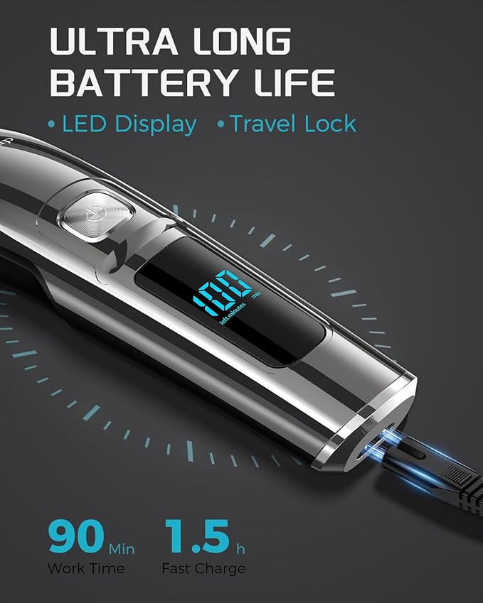 Brightup Beard Trimmer for Men - Electric Razor & Shaver, Cordless Hair Clippers Trimmers Set, IPX7 Waterproof Mens Grooming Kit for Shaving Face, Mustache, Body, Ear, Nose Hair Trimmer, Gifts for Men