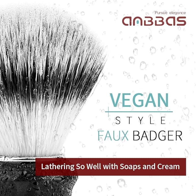 Anbbas Shaving Brush Synthetic Badger Hair Resin Handle and Stainless Steel Soap Bowl,ABS Wall Mounted Shaving Holders for Brush and Bowl