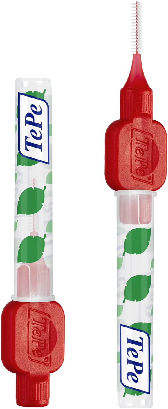 TePe Interdental Brush Original, Soft Dental Brush for Teeth Cleaning, Pack of 6, 0.5 mm, Extra-Small/Small Gaps, Red, Size 2
