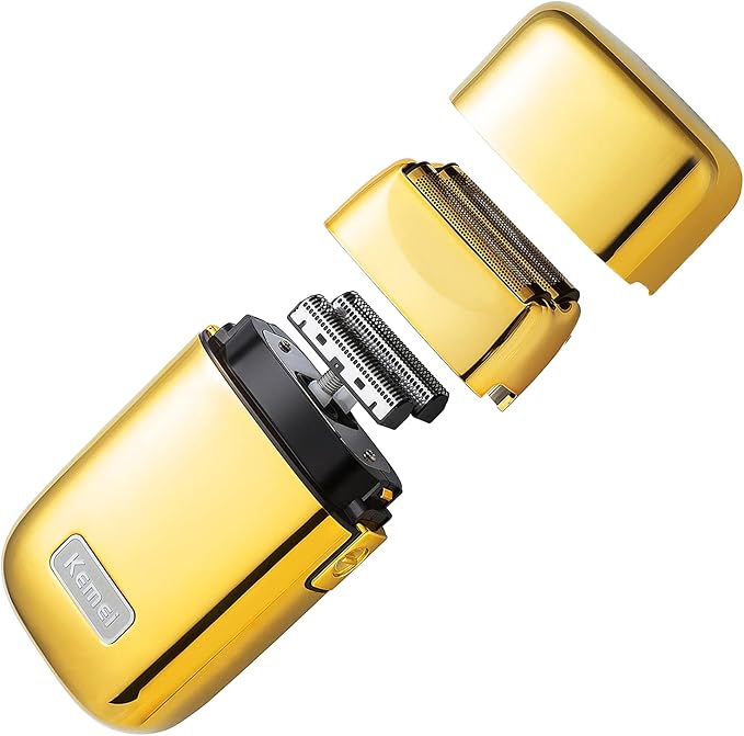 KEMEI Electric Razors for Men, Professional Cordless All Metal Electric Razor, Lithium Titanium Razors, USB Rechargeable Facial Beard Trimmer,Golden (TX1 Gold)