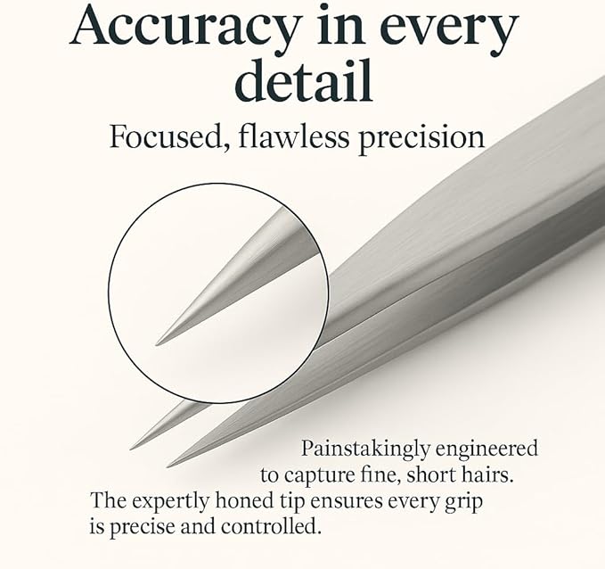 THEMOA Precision Tweezers Set – Stainless Steel Pointed & Slant Tip Tweezers for Eyebrow, Facial Hair, Ingrown Hair, Professional Beauty Tool with Case