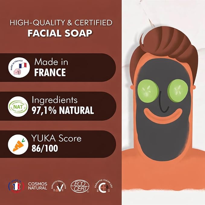 Rhassoul Soap Bar All-Natural Face & Body Wash Brick Exfoliating Deeply Nourishing Handcrafted Moisturizing Bar for Dry & Sensitive Skin | Lipid-Enriched Vegan Solid Cleanser 100g