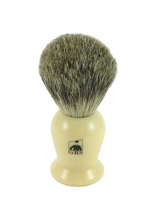G.B.S Customizable Pure Badger Bristle Shaving Brush, Ivory Handle