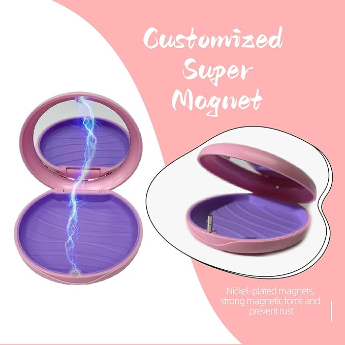 2 Pack Aligner Case with Mirror,Convenient Retainer Case for Invisalign Aligners, Night Guards, and Mouth Guards(1PC Pink Purple+1PC Purple Green)