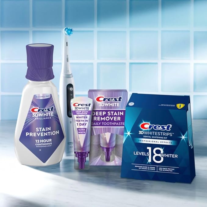 Crest 3D White Brilliance Stain Prevention Mouthwash/Rinse 473 mL- 12-Hour Stain Prevention,Alcohol Free,(Pack of 2)