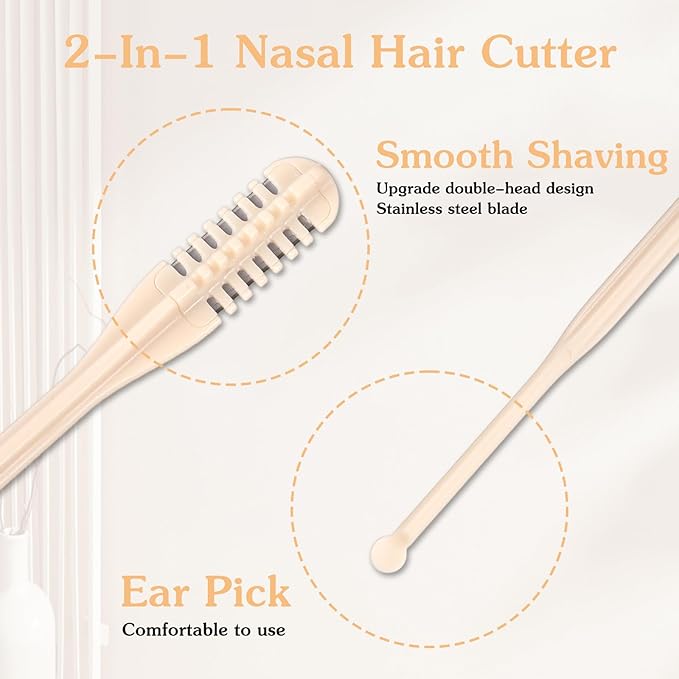 10Pcs 2-in-1 Nasal Hair Cutter Double Sided Nose Hair Trimmer Cutter 360° Rotating Nostril Hairs Removal Tool Portable Trimmer for Men Women Travel Essentials