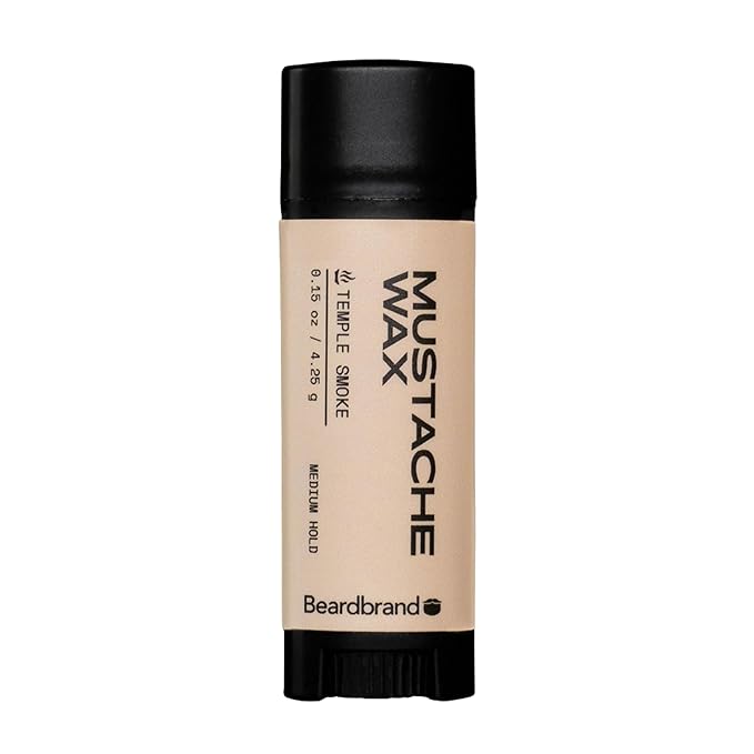 Beardbrand Mustache Wax - Flexible Medium Hold for Creating Natural-Looking Handlebar Mustache Styles - Temple Smoke - 0.15oz