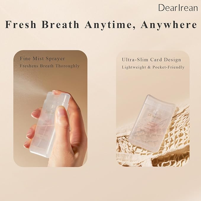 Dear Irean Probiotic Oral Breath Spray, Mouth Spray for Fresh Breath & Bad Breath, Breath Freshener with Prebiotics & Xylitol, Alcohol-Free, Sugar Free, Travel Size Oral Care Spray, 0.57 Oz