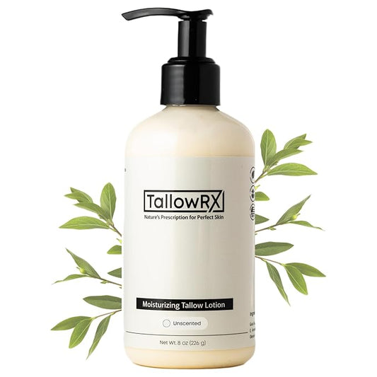 Tallow Body Lotion – 100% Grass-Fed Beef Tallow for Skin, Face & Body – Pure & Organic Moisturizer with Jojoba Oil, Vitamin E (8 Fl Oz, Unscented)