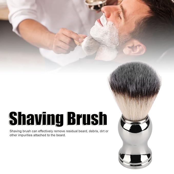 Premium Men's Shaving Brush, Soft fibers Strong Cleaning Force, Silver Plated Handle, Home Salon Use