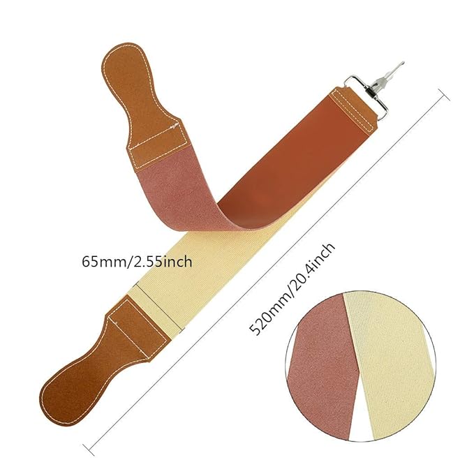 Grandslam Pro Natural Wooden Handle 420 Stainless Steel Straight Razor with Premium Leather Strop,Straight Razor Shaving Kit for Men,2 Layers Leather Canvas Strop Sharpening Strop Brown