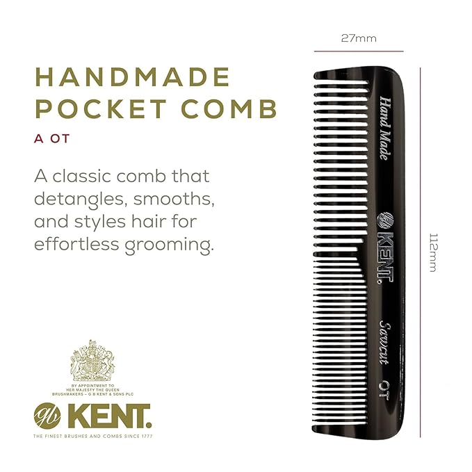 Kent Set Men's Hair Pocket Combs, 81T X-Small, OT All Fine Tooth, 82T Fine Tooth Folding Comb. Best Hair, Beard and Mustache Grooming Kit for Travel and Home Care, Handmade in England