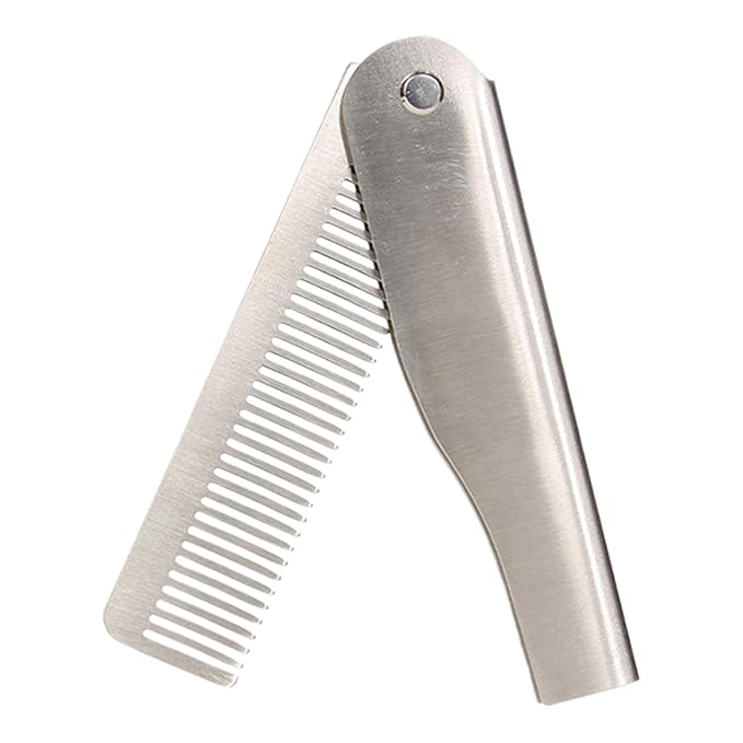 Stainless Steel Hair & Beard Comb - Stainless Steel Bread Mustache Comb, Multifunctional Pocket With Bottle In Keychain, Beard Care Mustache
