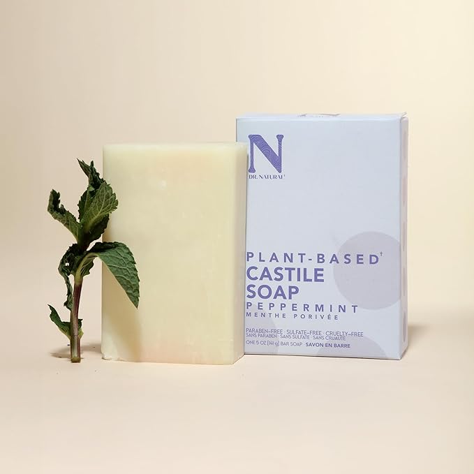 Dr. Natural Castile and Black Bar Soap Set - Multipurpose Soap Bar with Anti-Acne Properties - Lavender, Peppermint, Black Soap - 3 pc