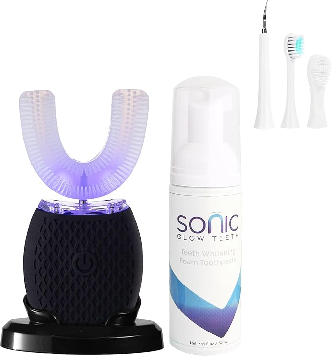 Ultrasonic Toothbrush for Adults - Automatic Electric Toothbrush Rechargeable Portable 30'' Automatic Timer Wireless Charging Washable Travel Home Dual-use (Black)