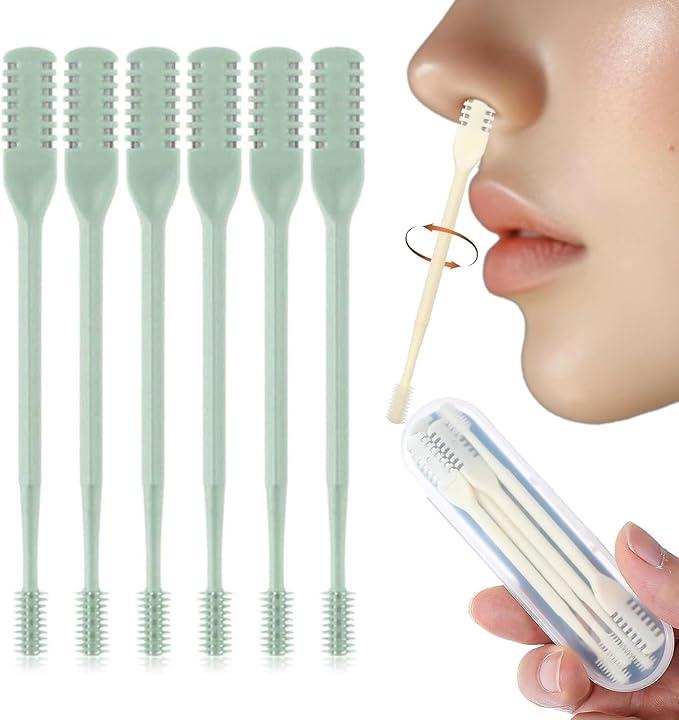 360° Nostril Hair Remover Tool,Portable Nose Hair Trimmer for Men Women,2-in-1 Nasal Hair Cutter,Upgrade Double Sided Nose Knife. (Green, 6 Pcs)