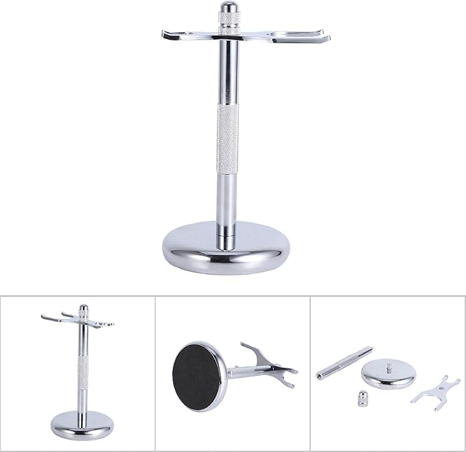 Razors Brush Stand, Heavy Duty Metal Shaving Holder, Alloy Storage Shaving Tool Stand Rack for Most Razors and Brushes (3#)