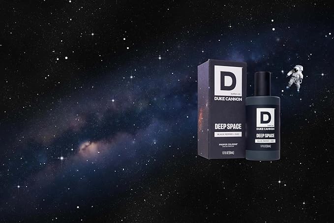 Duke Cannon Proper Cologne for Men - Men's Eau de Parfum - Fragrance for Lasting Wear - Essential Oils - Black Pepper & Oud - Deep Space, 1.7 fl oz