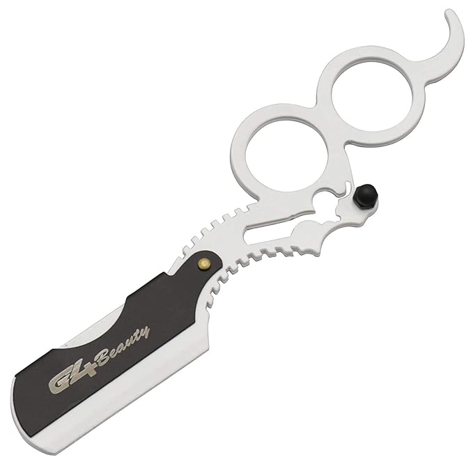 G4 Vision Universal Replaceable Half Blade Straight Razor with 100 Blades, Professional Double Ring Barber Single Edge Shave Razor (White)