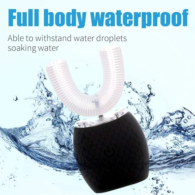 Ultrasonic Automatic Toothbrush, Auto Toothbrush for Adult, 360° Sonic Tooth Brush Waterproof, Rechargeable Electric Ultrasonic Tooth Brush for Home and Travel Use (Black)