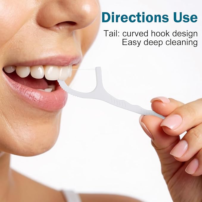 Kifmurase 1000 Pcs Individually Wrapped Floss Picks Bulk Dental Floss Picks Flossers for Adult Travel & Daily Use, Oral Teeth Clean Tight Space Deep Cleaning Plaque Remover (White)