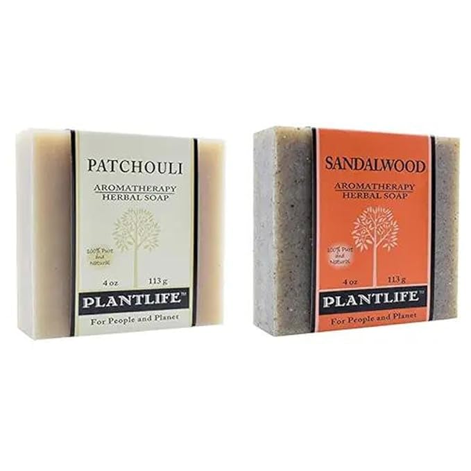 Plantlife Patchouli & Sandalwood Bar Soap Bundle of 2 - Moisturizing and Soothing Soap for Your Skin - Hand Crafted Using Plant-Based Ingredients - Made in California 4oz Bar