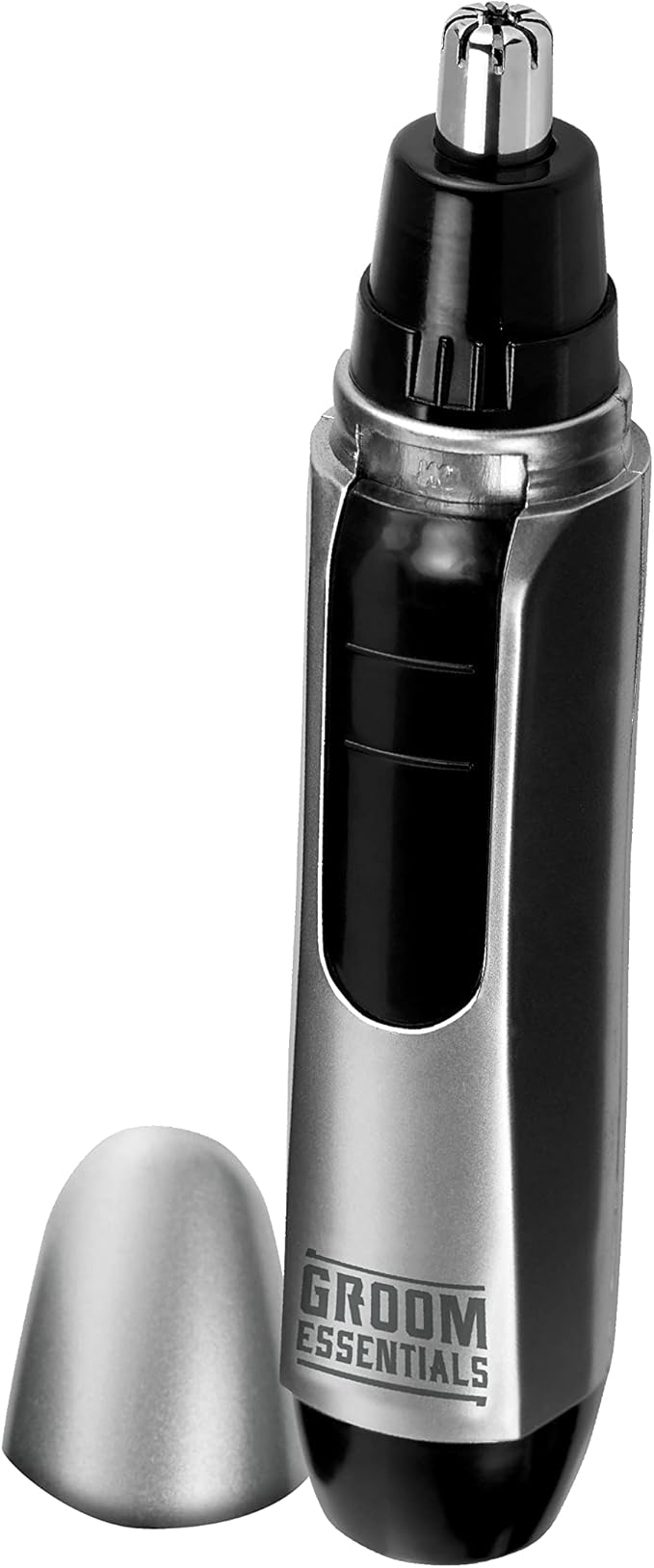 CHARGEWORX Ear and Nose Hair Trimmer for Men, Manscape Nose Hair Trimmer, Battery Operated Rotary Nasal Cutter, Eyebrow & Mustache Groomer, Travel Beard Trimmer, 1 AA Powered, Brush & Cap Included