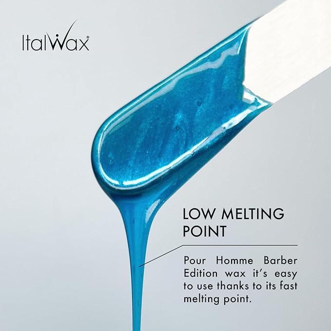 Italwax Pour Homme Barber Edition - 500g / 1.1lb - Hard wax beads for hair removal - Special for man - Natural formulation - Easily removes coarse hairs - Ideal for barber shops