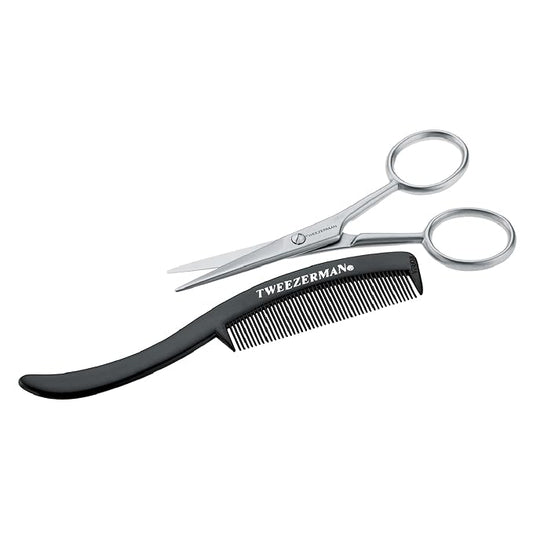 Tweezerman G.E.A.R. Moustache Scissors and Comb, Black