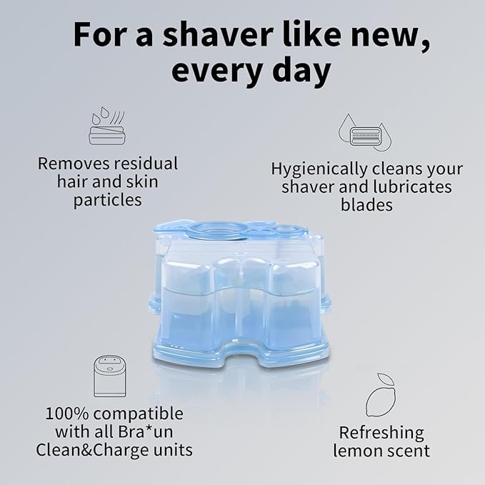 Clean & Renew Refill Cartridges CCR Compatible with Braun Replacement Shaver Cleaner Solution for Clean&Charge Cleaning System (8-PACK)