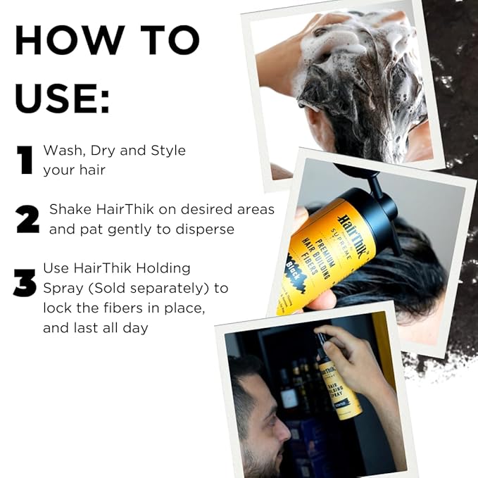 Supreme Trimmer Hair Building Fibers - Instantly Fill in Fine or Thinning Hair for Thicker, Natural, Fuller-Looking Hair for Men & Women – Hair Thinning & Balding Solution | Black, 15 Grams