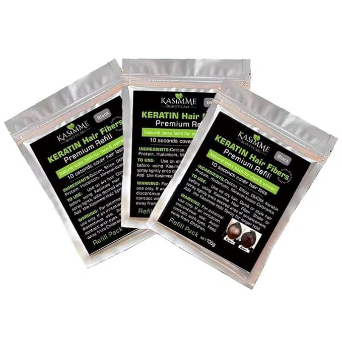Hair Building Fibers Refill Bag 100g BLACK – Compatible with All Hair Fiber Bottles – Instantly Conceals Thinning Hair & Bald Spots – Natural Premium Keratin Hair Fibers for Men & Women
