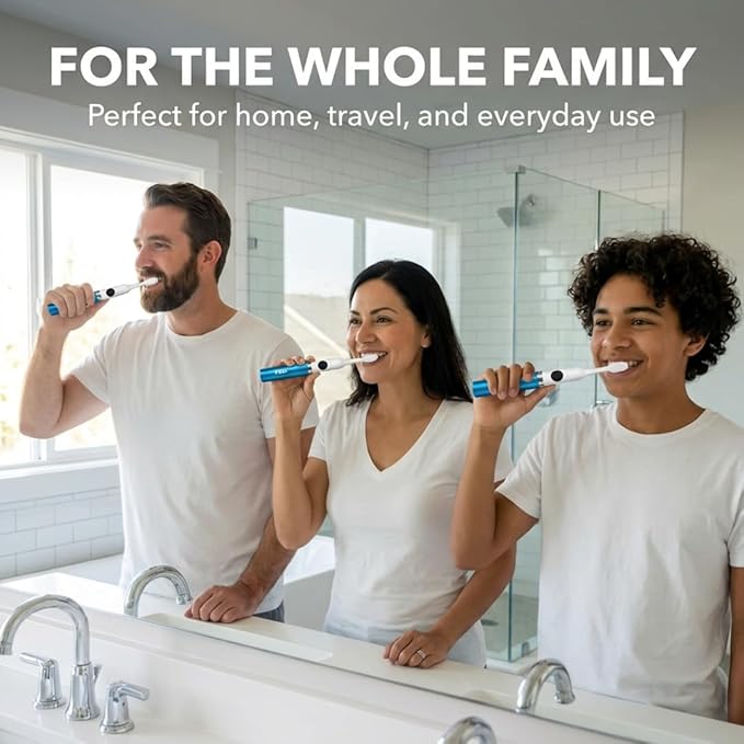 RCA Sonic Electric Toothbrush for Adults – Battery Powered Toothbrush with Extra Brush Head, Spin Brush Toothbrush for Travel - Blue