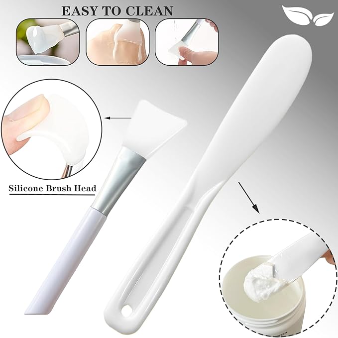 6Pcs Silicone Bowl, Silicone Facial Mask Bowl, DIY Face Mask Mixing Bowl for Home Salon Spa Face Skin Applicator Esthetician Supplies, White