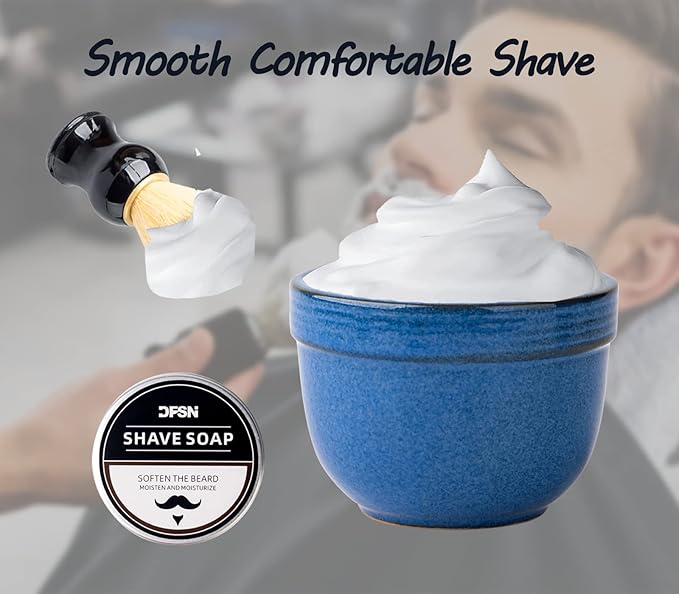 Shaving Brush And Bowl Straight Razor Shaving Kit Shaving Bowl And Brush Set Shaving Brush Kit Shaving Cream Bowl Shaving Mug And Brush Set For Men Contain Cup,Brush,Razor Stand,Soap