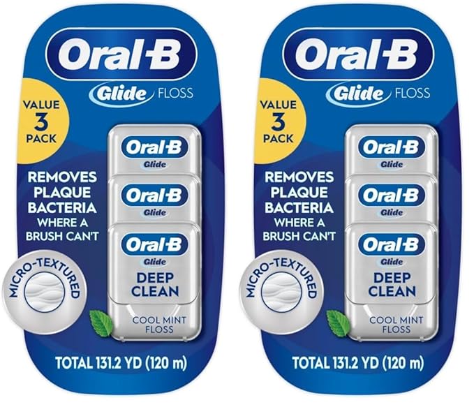 Oral-B Glide Pro-Health Dental Floss, Cool Mint, 40 M, 3 Count | Deep Clean | Pack of 2