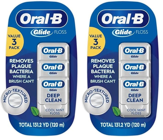 Oral-B Glide Pro-Health Dental Floss, Cool Mint, 40 M, 3 Count | Deep Clean | Pack of 2